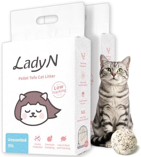 Lady N Pellet Tofu Cat Litter, Strong Clumping, Low Tracking Unscented 18lb by LadyN