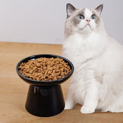 Ceramic Elevated Cat Food Bowls,6.2" Wide,2-Pack,Black - Image 6