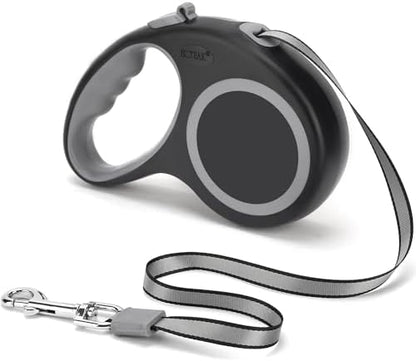 Retractable Dog Leash, 16 ft Dog Leash for Dogs up to 55 lbs, Strong Nylon Tape No Tangle, One-Handed Brake, Pause, Lock, Perfect for Small Medium Dogs; Black (Black, 16 FT (0-55 lbs)) by ECTEAK
