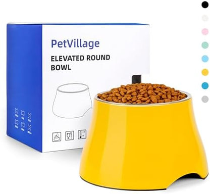 Dog Bowls,Cone Friendly Non-Slip Single Dog Bowl with Stainless Steel Inner, Raised Bowls for Small Dogs Spaniel Dogs Long Ear, High Capacity, M/2 Cup Yellow by Petvillage