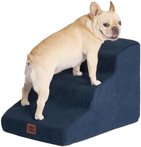 EHEYCIGA Curved Dog Stairs Ramp, 3-Step Dog Steps, 15.7" H Pet Step by EHEYCIGA