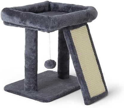 17.1-inch Small Cat Tree Tower with Scratching Post for Indoor Cats,Grey by Psicway