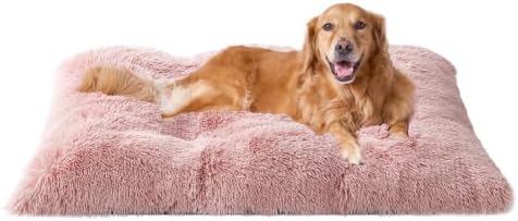 EHEYCIGA Fluffy Dog Crate Bed, Plush Extra Large Dog Pillow, Pink by EHEYCIGA