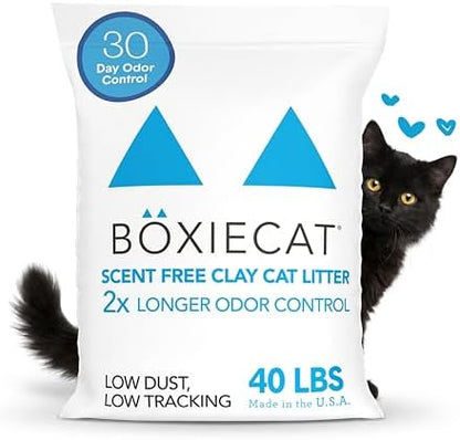 Boxie Premium Unscented Clumping Cat Litter 30 Day Odour Control 40 lb by Boxiecat