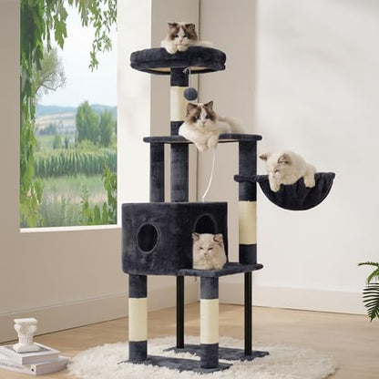 Heybly Cat Tree with Toy, 49.2 inch Cat Tower for Indoor Cats HCT200SG - Image 5