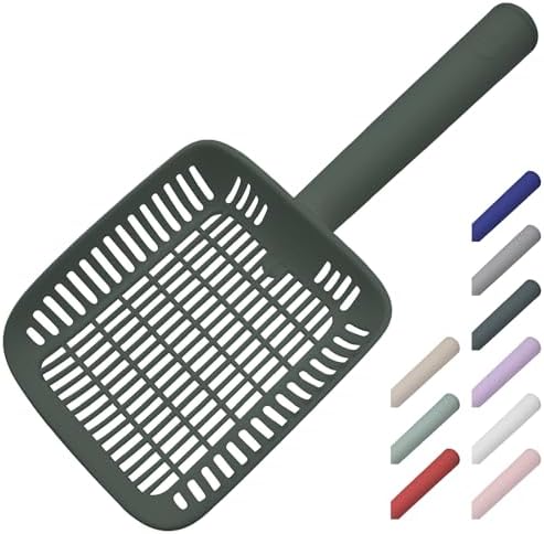 TypeC Cat Litter Scoop - Small Holes (0.11in) Big Size Scooper - Long Handle & Easy Cleaning - Hanger for Litter Box by CATSTAG