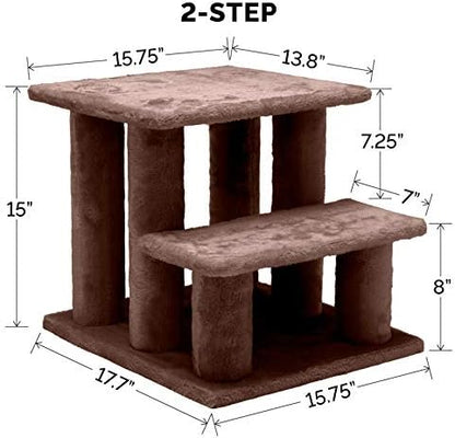 Furhaven Steady Paws Multi-Step Pet Stairs for High Beds & Sofas - Brown, 3-Step - Image 3