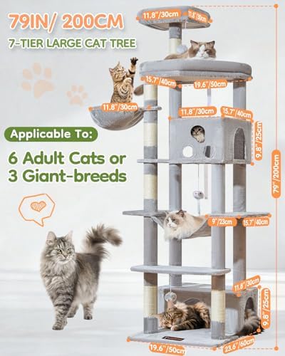 Taoqimiao 79in Cat Tree, Tall Large Cat Tower for Indoor Adult Cats S10W - Image 2