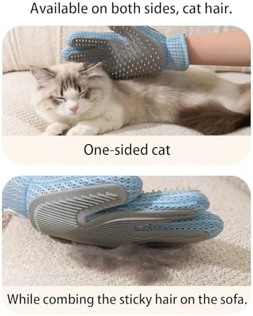 2 Pcs [2-in-1] Pet Hair Removal Gloves - Five Finger Massage Design Pet Beauty Gloves, Suitable for pet dogs and cats to prevent hair tanglings (Blue) - Image 4