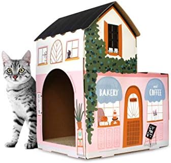 American Cat Club Cat House with Scratcher & Catnip Included - Coffee House by AmericanCatClub