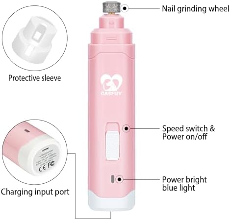 Casfuy Dog Nail Grinder Upgraded - Professional 2-Speed Whisper-Quiet Electric Pet Nail Trimmer Painless Paws Grooming & Smoothing for Small Medium Large Dogs & Cats - Image 5