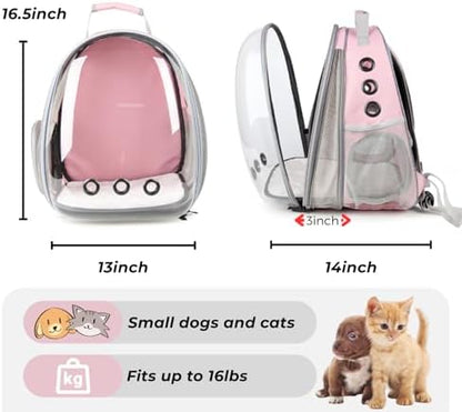 Lollimeow Cat Carrier Backpack, Expandable Bubble Pet Carrier for Cats and Small Dogs, Airline Approved Travel Backpack for Hiking, Walking & Outdoor Adventures - Supports up to 16 lbs - Image 3