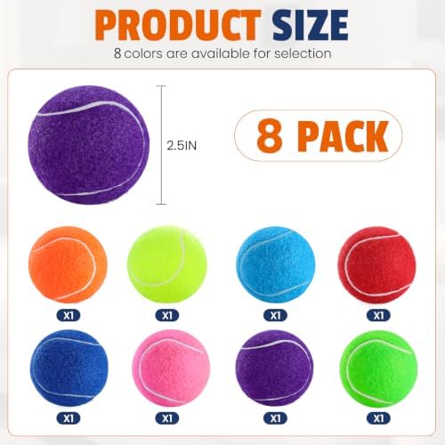 FURWEY Colorful Tennis Balls for Dogs, 2.5 inches, 8Pack, Non Squeaky - Image 2
