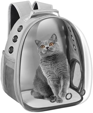 Cat Carrier Backpack, Pet Carrier Backpack Front Pack for Small Medium Cat Puppy Dog Carrier Backpack Bag Space Capsule, Airline-Approved Pet Carrier for Travel Hiking Walking Camping (Grey) by Dorphy