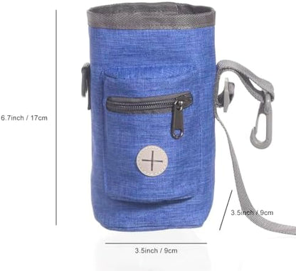 Dog Treat Pouch with Drawstring, Treat Pouches for Pet Training, Dog Training Treat Pouch Built-in Poop Bag Dispenser, Pet Training Walking and Rewarding Holder (Blue) - Image 2