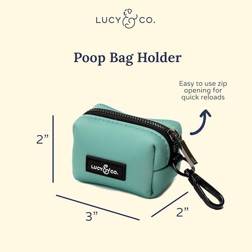Lucy & Co. Spring Green Dog Poop Bag Holder and Dispenser, Clips to Leash, Water-Repellent Neoprene, Includes Refill Roll - Image 2