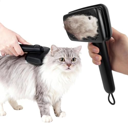 Self Cleaning Deshedding Cat Brush for Dogs & Cats,Adjustable Cat Brushes for Indoor Cats, Easy to Clean Grooming Tool for Long & Short Haired Pets - Image 2
