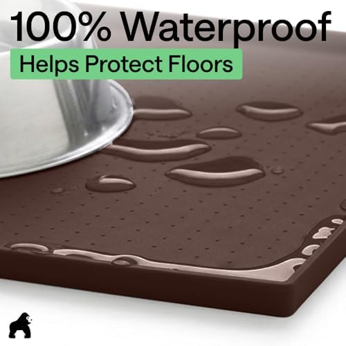 GORILLA GRIP Dog Food Mat, 100% Waterproof Silicone, 18.5x11.5 Brown - Image 4