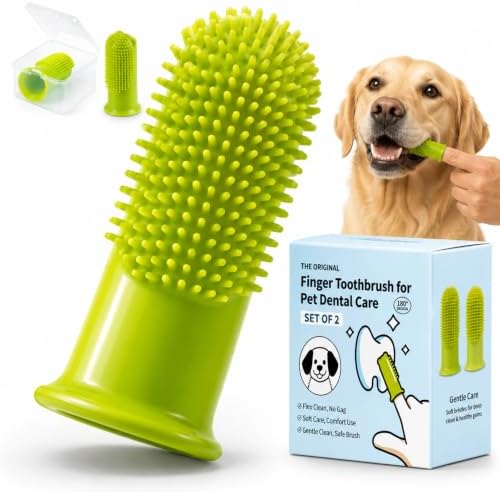Dog Finger Toothbrush, 2 Pack, Small & Large Sizes for Better Finger Fit by SeranPup