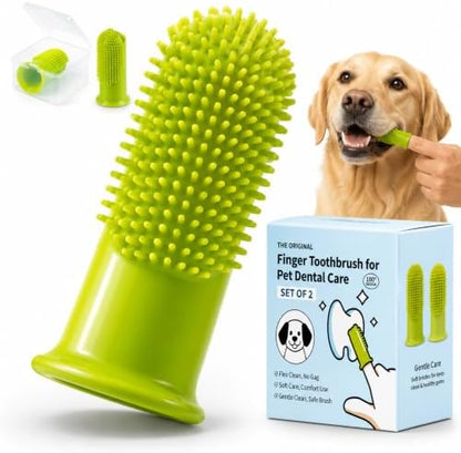 Dog Finger Toothbrush, 2 Pack, Small & Large Sizes for Better Finger Fit by SeranPup
