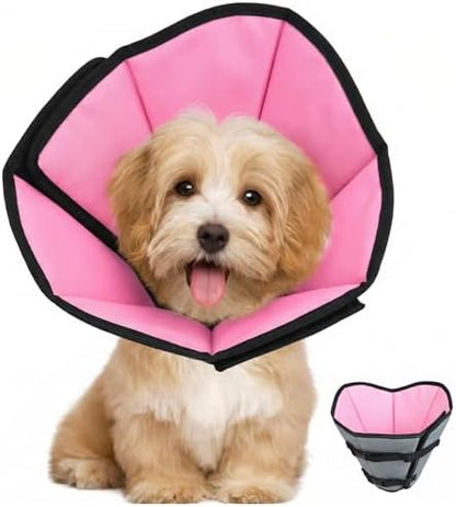 Soft Dog Cone Collar After Surgery: Long Alternative Comfortable Comfy Fabric Recovery Shame Elizabethan Stop Licking Small Medium Large Dogs (Pink, M) by ipetstation