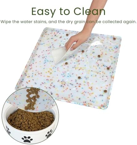 Ptlom Dog Food Mat Anti-Slip Dog Bowl Mats for Food and Water, Waterproof Pet Placemat Prevents Messy Spill to Floor, Silicone Puppy Feeding Tray for Small, Medium and Large Dogs Cats - Image 6