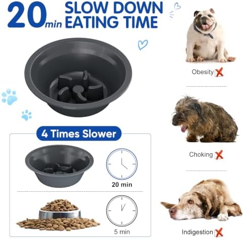 XIAZ Elevated Dog Bowls Large Breed Raised Dogs Bowl Stand Large/Medium Sized Dog Slow Feeder Dogs Bowls Food Water Stands 5 Heights Adjustable 9/11/12/14in Pet Feeder Dish Station - Image 5