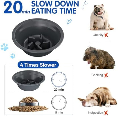 XIAZ Elevated Dog Bowls Large Breed Raised Dogs Bowl Stand Large/Medium Sized Dog Slow Feeder Dogs Bowls Food Water Stands 5 Heights Adjustable 9/11/12/14in Pet Feeder Dish Station - Image 5