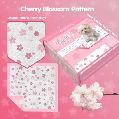 Cibaabo Pink Puppy Pads with Adhesive Tabs 22x22in 50 Count Absorbent - Image 4