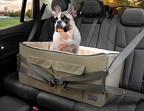 Petsfit Dog Booster Seat for 2 Small Dogs or Medium Dog up to 55 lbs, Large Dog Car Seat with 2 Big Pockets for Cars, Trucks and SUVs (Large, Brown) by Petsfit