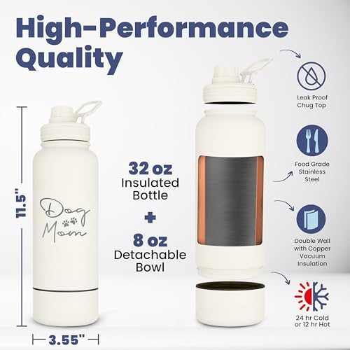 Rubyloo Dog Mom Water Bottle with Detachable Bowl for Dog Lovers - Image 4