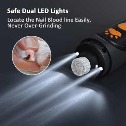 YABIFE Dog Nail Trimmers and Dog Nail Clippers Kit, Whisper Quiet Electric Grinder with Light, for Small, Medium, Large Dogs, Cats Toenail Grooming, 3 Speeds - Image 4