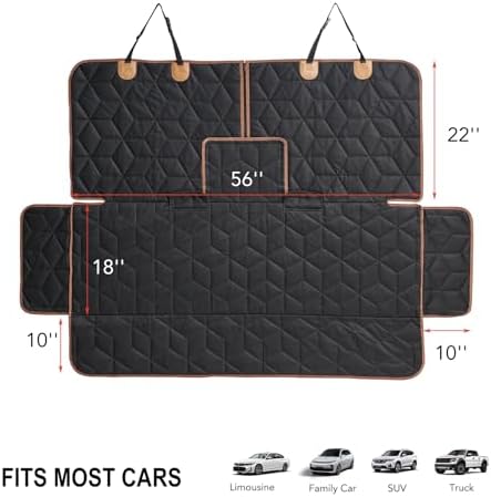 Petiza Dog Car Seat Cover for Back Seat, Heavy-Duty Non-Slip Waterproof Car Bench Protector for Pets,Compatible with Middle Armrests ，Dog Seat Cover Universal for Cars Trucks and SUVs - Image 5