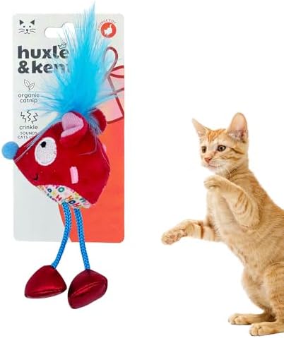 Huxley & Kent Chirpy Plush Cat Toy - Holiday Interactive Catnip Toy with Touch Activated Sounds - Soft with Crinkle & Catnip - Fun Indoor Play - Cheerful Mouse Chirpy by HuxleyKent