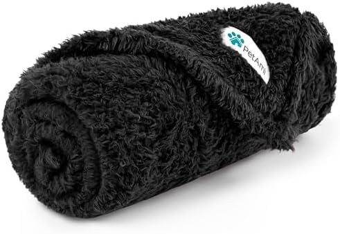 PetAmi Soft Plush Sherpa Dog Blanket for Pet Cat, Small 24x32, Black by PetAmi