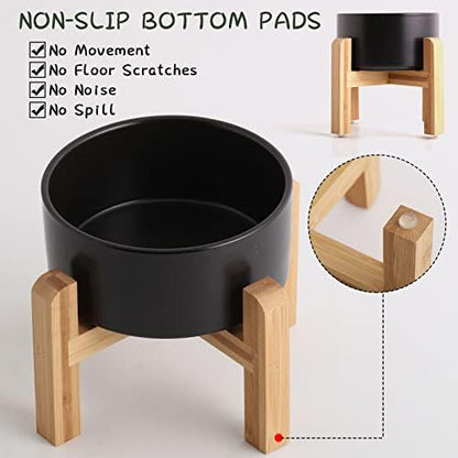Petygooing 28 OZ Black Elevated/Raised Ceramic Dog Bowl for Small and Medium Breeds, Dog Food Water Dish with Stand,Pet Feeding Bowl with Anti Slip Rubber for Cats Small and Medium Dogs (3.6 Cups) - Image 4