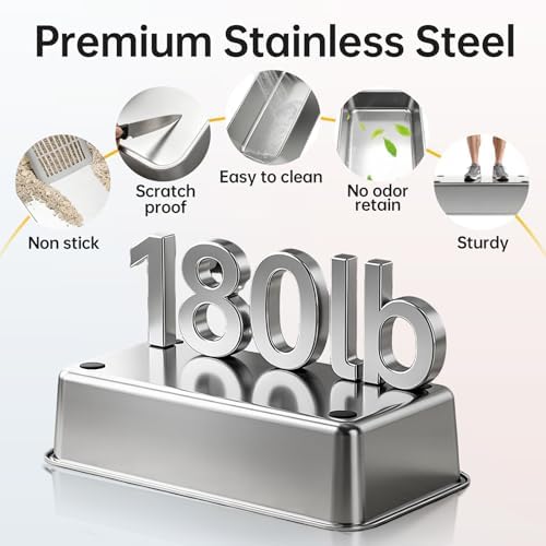 High-Sided Stainless Steel XL Cat Litter Box for Cats - Image 6