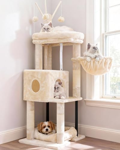 Heybly Cat Tree, 45.3" Cat Tower for Indoor Cats with Large Perch HCT202SM by HEYBLY