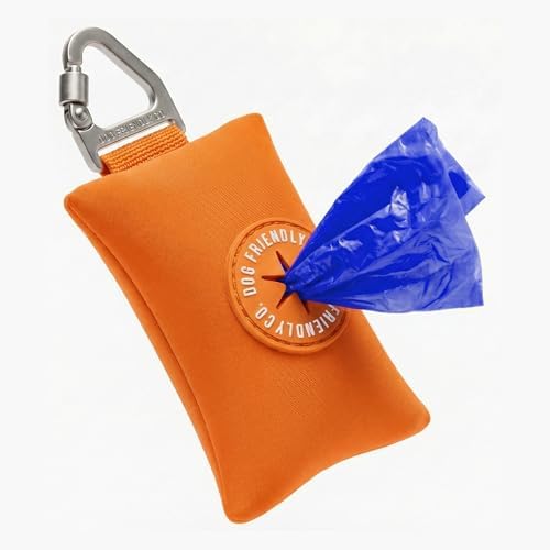 Dog Friendly Co. Poop Bag Holder for Leash, Dog Waste Bag (Hi-Vis Orange) by DogFriendly