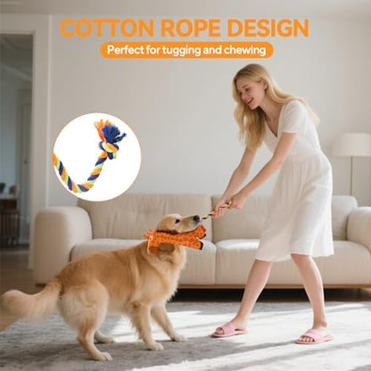 AUSCAT Plush Dog Rope Toy, Durable Squeaky Dog Toys for Puppy Small Medium Dogs (Not for Aggressive Chewers), Snake & Giraffe - Image 5