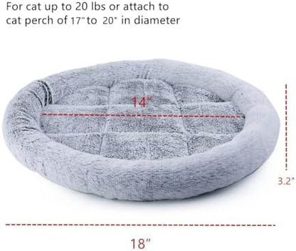 SHENGOCASE 18“ Fluffy Faux Fur Cat Tree Tower Replacement Bed Cushion Pillow with Hook Tapes, Round Donut Cuddler Cat Dog Bed for Desk Table - Image 3