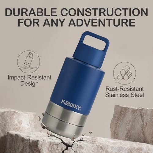 KEWIXY Insulated Dog Travel Water Bottle with Detachable Bowls, 3 in 1 Portable Dog Water Bottle Dispenser, Dog Accessories for Walking, Hiking, Camping, Outdoor (Navy Blue, 32 Oz) - Image 4