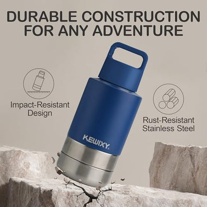 KEWIXY Insulated Dog Travel Water Bottle with Detachable Bowls, 3 in 1 Portable Dog Water Bottle Dispenser, Dog Accessories for Walking, Hiking, Camping, Outdoor (Navy Blue, 32 Oz) - Image 4