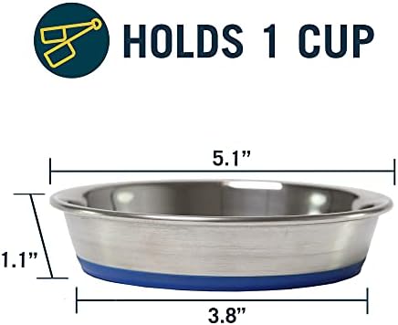 Our Pets DuraPet Stainless Steel Non-Slip (Cat Food Bowl or Water Bowl) (Holds up to 1 Cup of Wet or Dry Food) Easy to Clean - Image 3