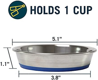 Our Pets DuraPet Stainless Steel Non-Slip (Cat Food Bowl or Water Bowl) (Holds up to 1 Cup of Wet or Dry Food) Easy to Clean - Image 3