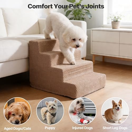 PAWISE 4-Step Dog Stairs, Breathable Mesh Non-Slip Pet Steps for High Beds - Image 5