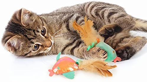SmartyKat (2 Count) Silly Swimmers Crinkle Plush Catnip Cat Toys - Orange/Turquoise, 2 Count - Image 5