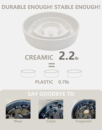 Ceramic Slow Feeder Dog Bowls, 2.0 Cups Slow Feeder for Medium Dogs, Puzzle Maze Bowl to Slow Down Eating, 30oz, 8in, White - Image 4