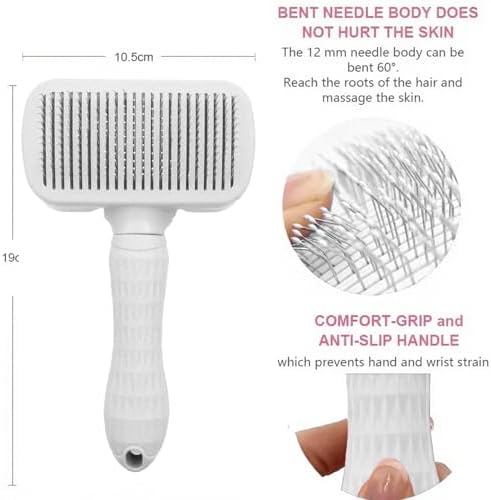 Self-Cleaning Slicker Brush, Dog Cat Bunny Pet Grooming Shedding Brush, Easy to Remove Loose Undercoat, Pet Massaging Tool Suitable for Pets with Long or Short Hair (White) - Image 5