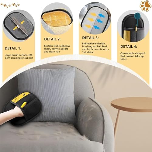 Electrostatic Pet Hair Removal Gloves | Effortless Deshedding for Dogs & Cats | Reusable & Machine Washable for Sofa, Car, Clothing & Beds (Black) - Image 7